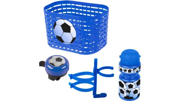 Messingschlager Korb, Glocke, Trinkflasche  L blau
