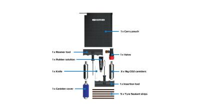 Oxford CO2 Tyre Repair Kit  17 mm silber, schwarz Produktbild 1