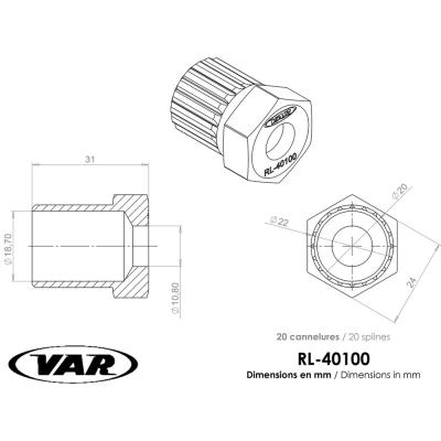 VAR Freilaufk&ouml;rperabzieher RL-40100-C Regina, splined Zeus & Atom Produktbild 1