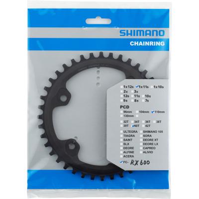 SHIMANO Kettenblatt GRX FC-RX600 40 Z&auml;hne Schwarz Produktbild 1