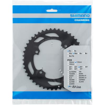 SHIMANO Kettenblatt GRX FC-RX600 46 Z&auml;hne Schwarz Produktbild 1