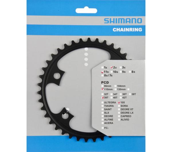 SHIMANO Kettenblatt 105 FC-5800 39 Z&auml;hne Schwarz